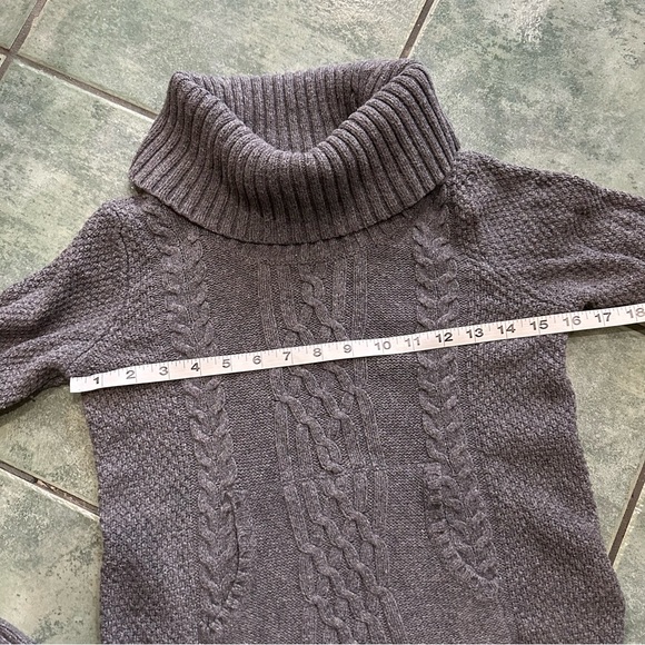VTG Y2K Grey Chunky Cable Knit Turtleneck Fitted Sweater - Picture 8 of 8
